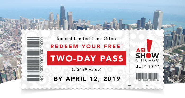 Redeem your two-day pass by April 12, 2019